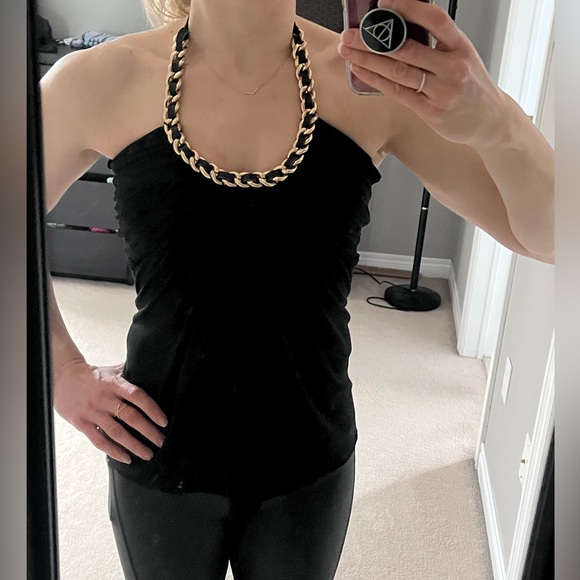 Stunning Anthropologie black and gold halter top - Picture 1 of 5